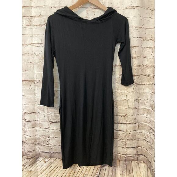 Michael Stars Dress Womens Small Midi Black Cowl Neck Long Sleeve Modal Stretch - Picture 12 of 14